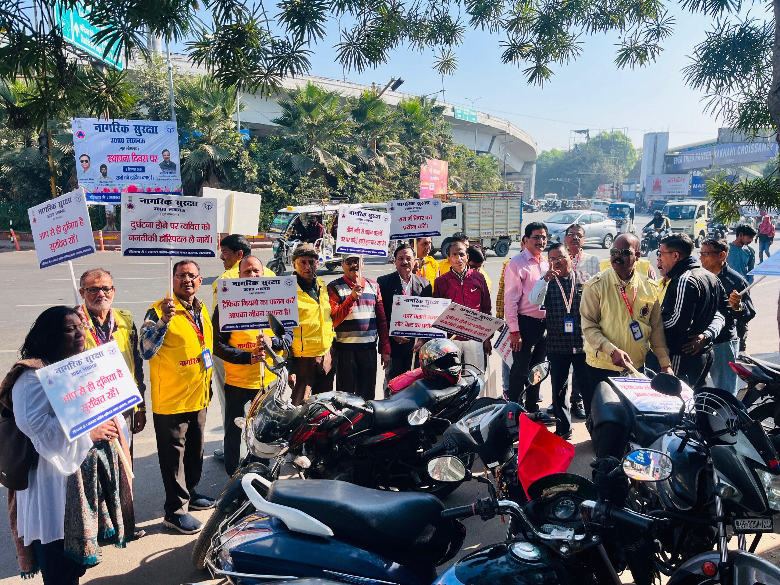 home defense and Civil Defense Foundation Day: Awareness Campaign at Polytechnic Chauraha, Lucknow
